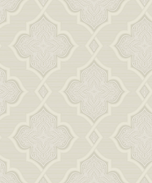 Seabrook Designs Trellis Pearl, Ivory, And Glitter Wallpaper Sample 2011205