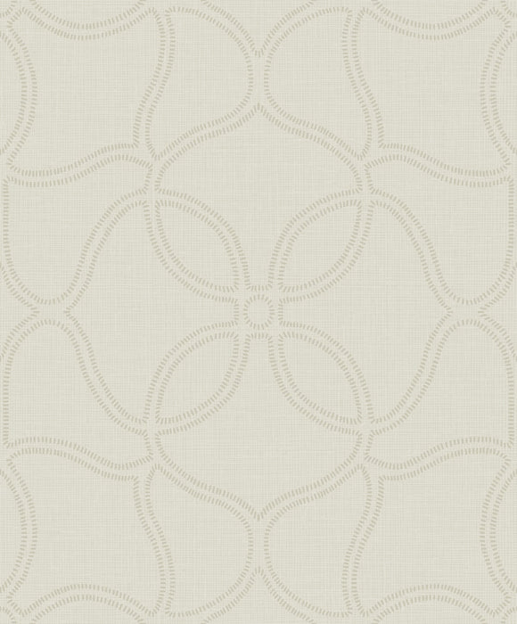 Seabrook Designs Geo Lattice Alabaster And Tan Wallpaper Sample 2011505