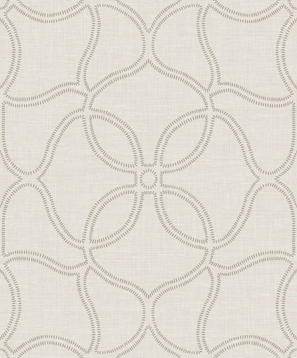 Seabrook Designs Geo Lattice Taupe And Cream Wallpaper Sample 2011506