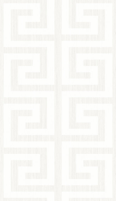 Seabrook Designs Greek Key Metallic Pearl & Ivory Wallpaper Sample 2232000