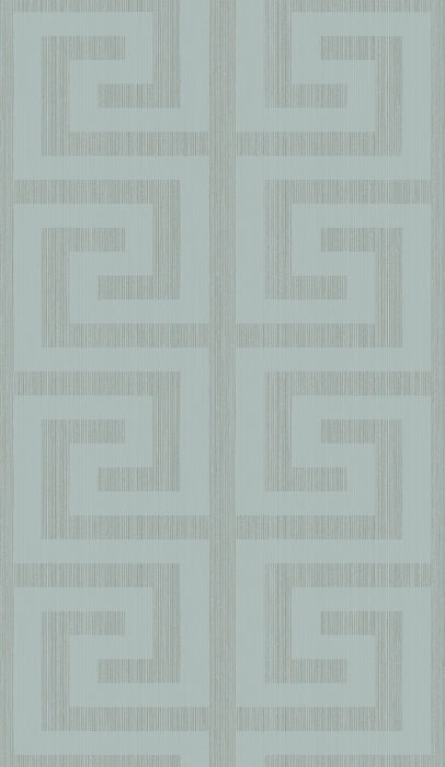 Seabrook Designs Greek Key Metallic Sea Green Wallpaper Sample 2232004