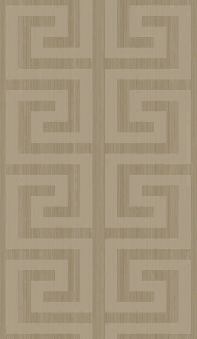 Seabrook Designs Greek Key Khaki & Metallic Champagne Wallpaper Sample 2232007