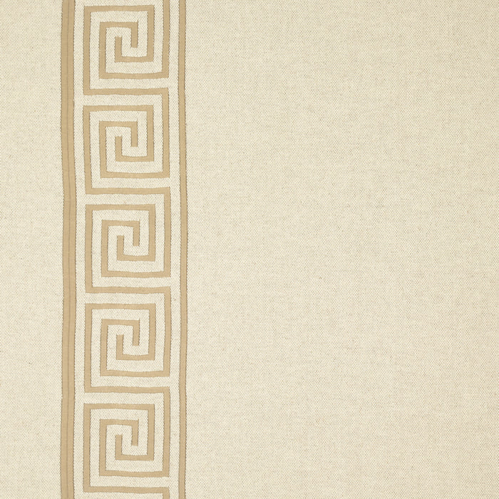 Schumacher Greek Key Embroidery Pebble And Taupe Fabric 25800