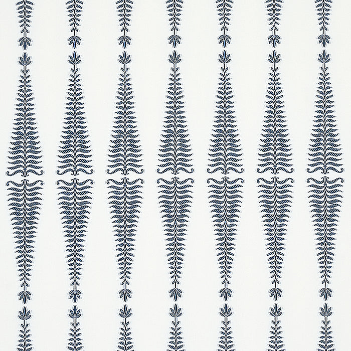 Schumacher Fern Tree Navy & White Fabric 2643882