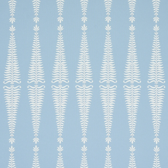 Schumacher Fern Tree Ivory & Sky Fabric Sample 2643884