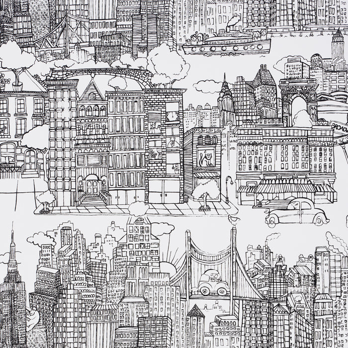 Schumacher New York New York Black On White Wallpaper 2705530