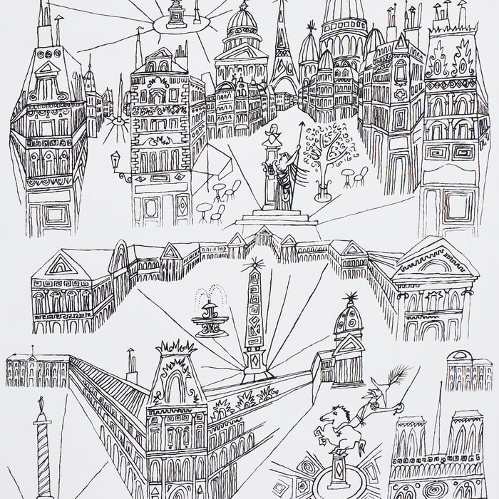 Schumacher Views Of Paris Black & White Wallpaper Sample 2705780