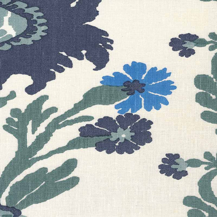 Quadrille Henriot Floral Blue French Green Fabric 302041F-CU