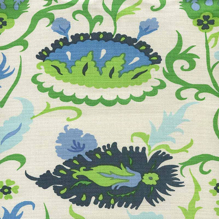 Quadrille Uzbek Small Scale Multi Blues Green Royal Fabric 306262F