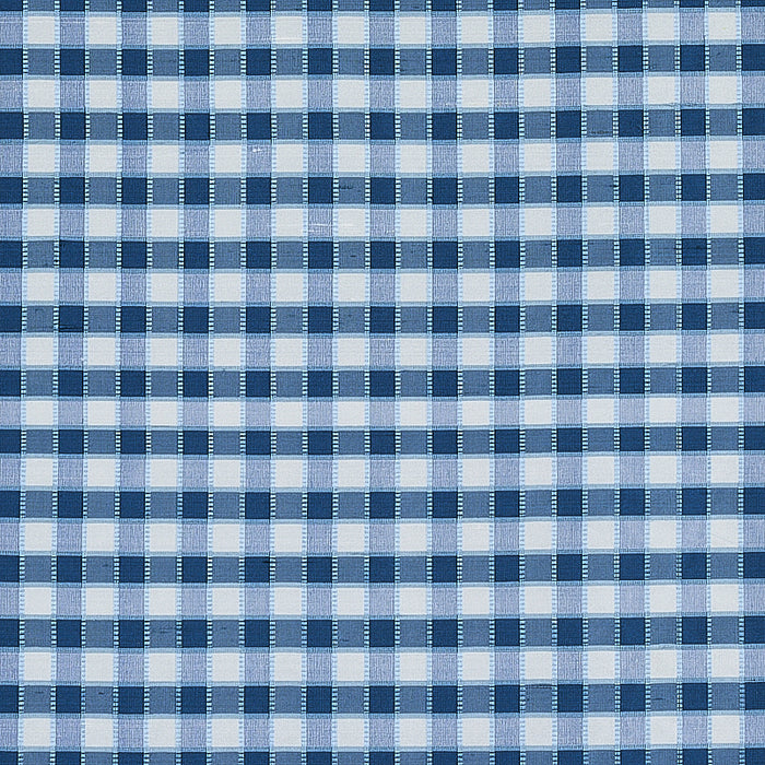 Schumacher Ingrid Silk Check Blue Fabric 3453004