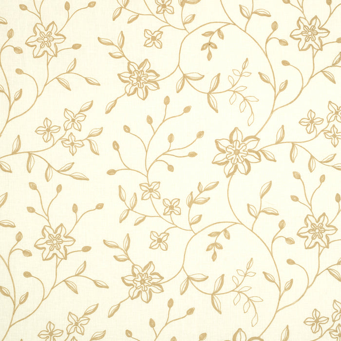 Schumacher Georgia Linen Embroidery Sand Fabric 3491001