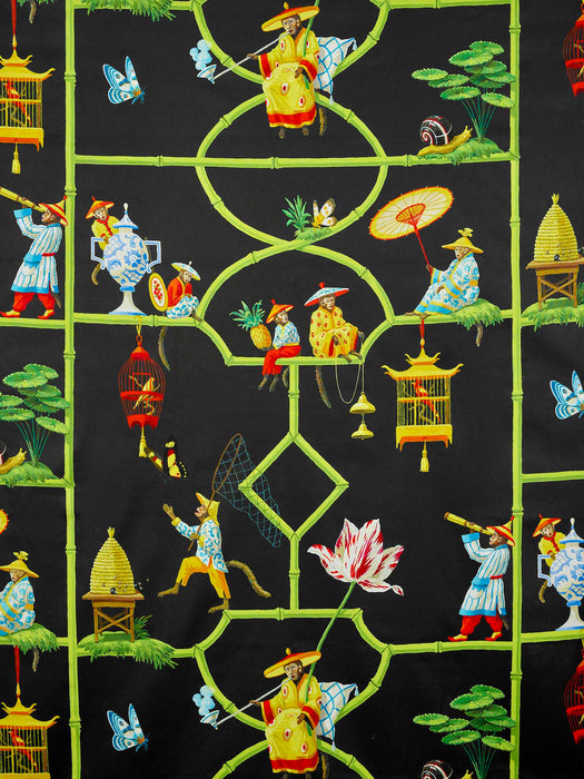 Pierre Frey Les Singes Savants Noir Fabric F3604002