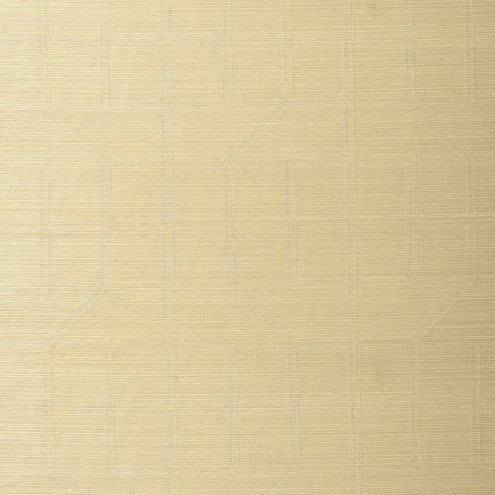 Schumacher Linyi Embroidered Fret Sisal Cream Wallpaper 5003550