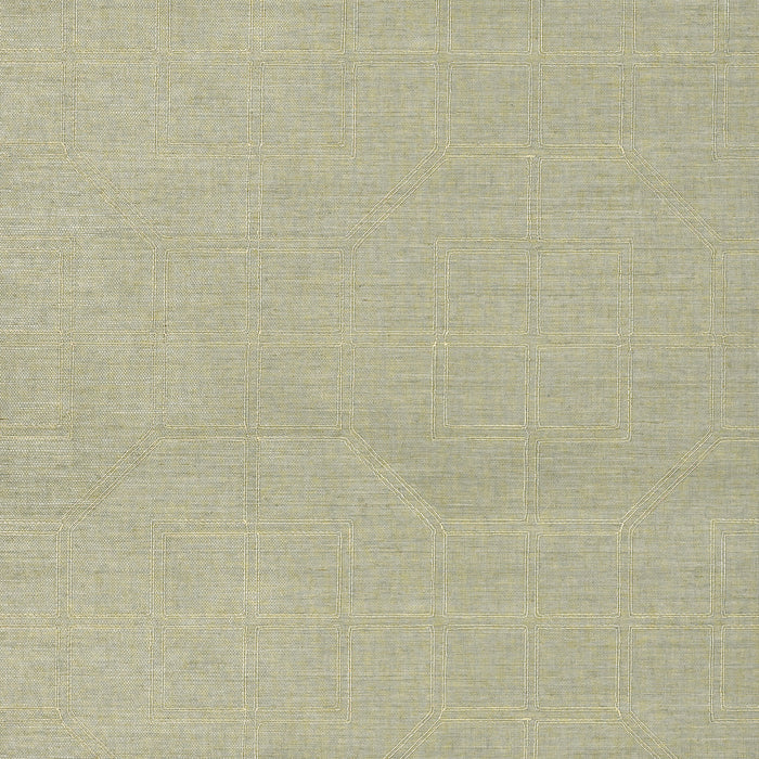 Schumacher Linyi Embroidered Fret Sisal Mist Wallpaper 5003552