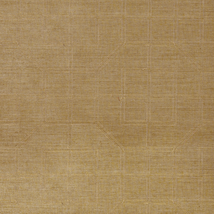 Schumacher Linyi Embroidered Fret Sisal Linen Wallpaper 5003553