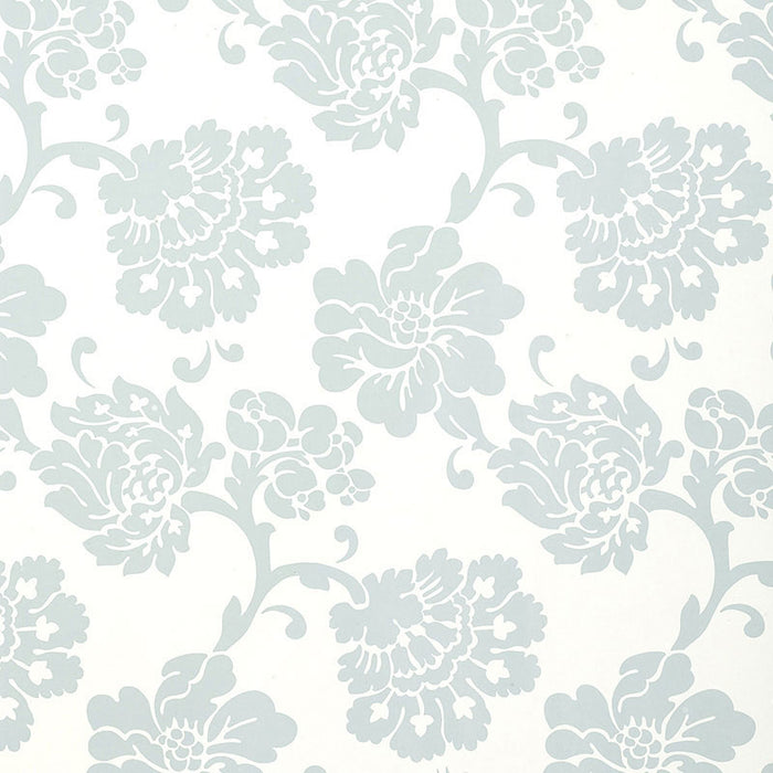 Schumacher Albero Floreale Damask Aqua Wallpaper Sample 5003622