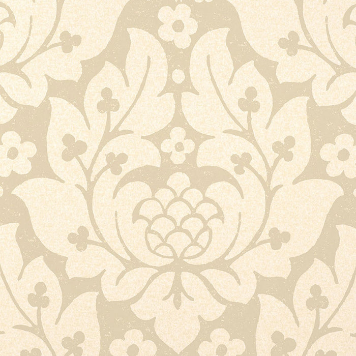 Schumacher Fiore Damask Linen Wallpaper Sample 5003670
