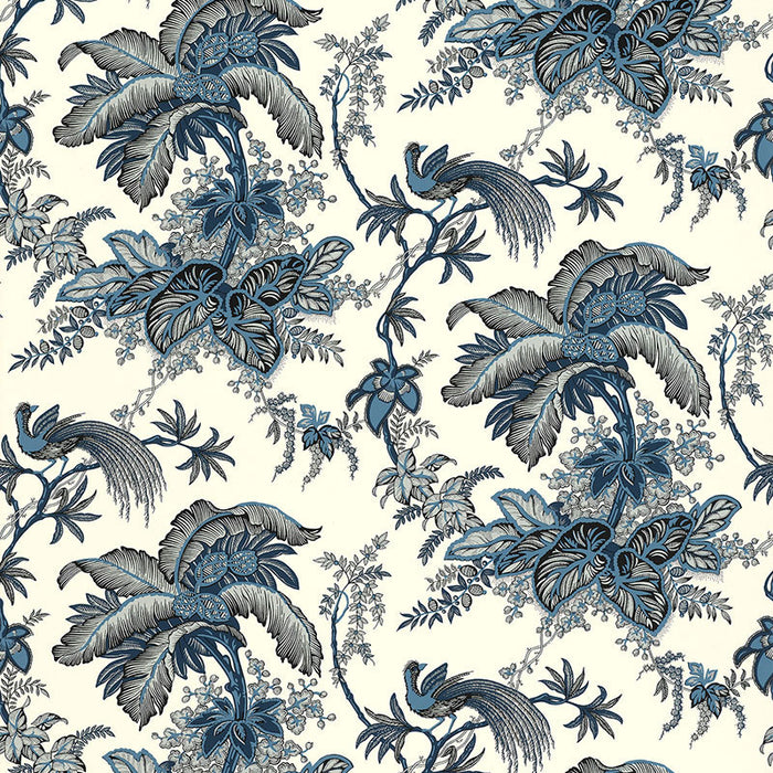 Schumacher Coconut Grove Lapis Wallpaper Sample 5004050