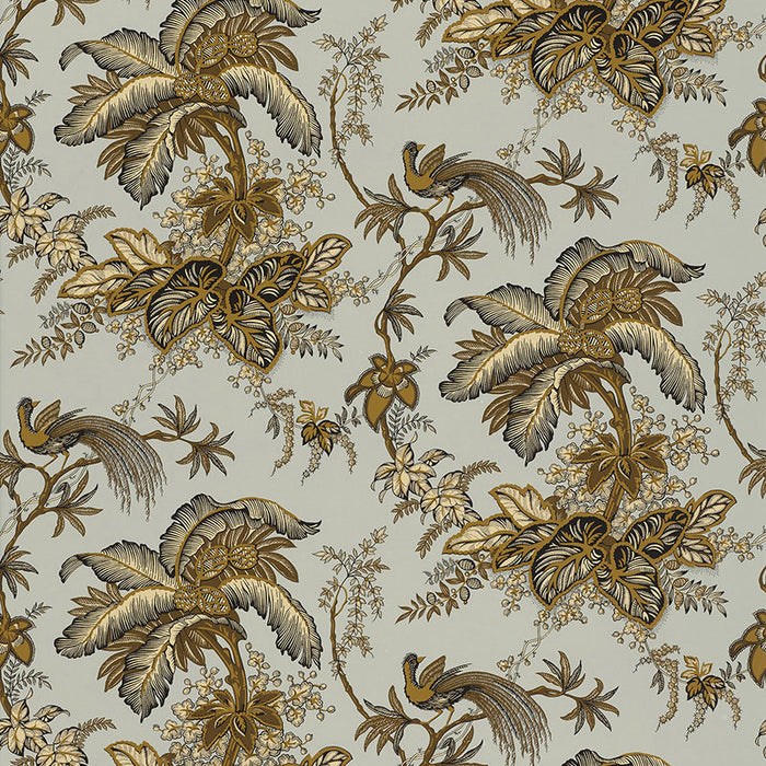 Schumacher Coconut Grove Aqua & Tan Wallpaper Sample 5004052