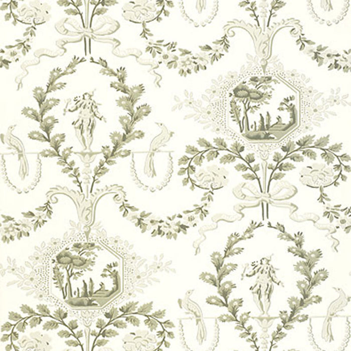 Schumacher Jester Arabesque Grisaille Wallpaper Sample 5004110
