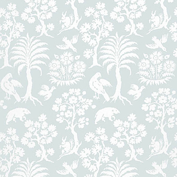 Schumacher Palm Damask Sky Wallpaper Sample 5004353