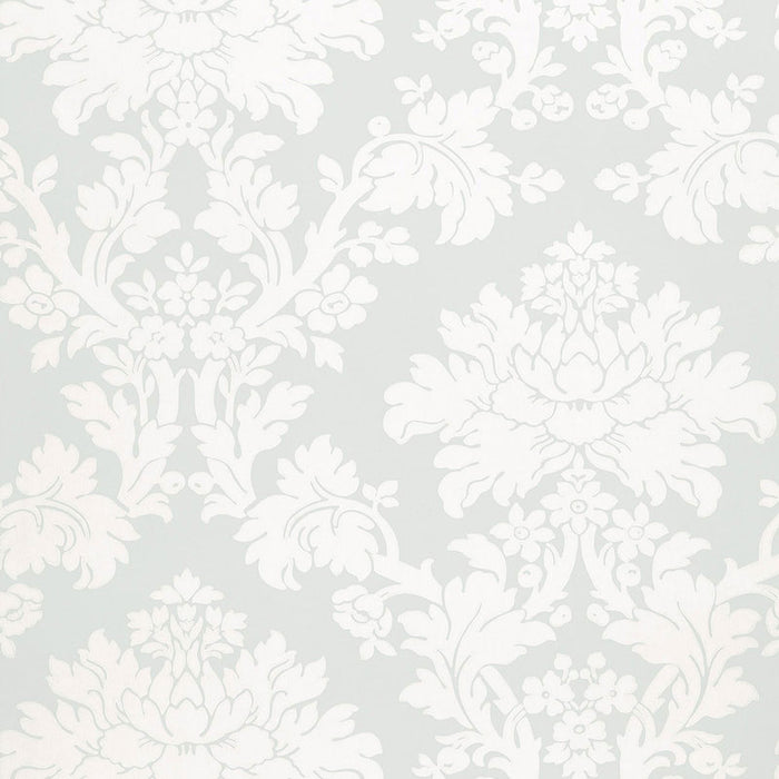 Schumacher Tierni Damask Robin's Egg Wallpaper Sample 5004463