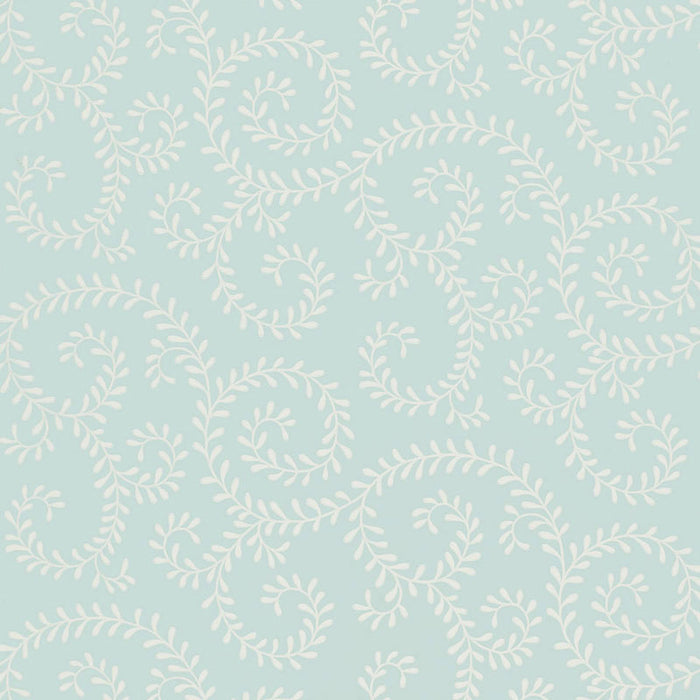 Schumacher Leafy Scroll Sky Wallpaper Sample 5005092
