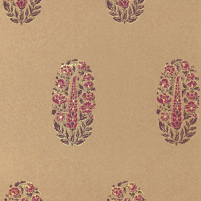 Schumacher Askandra Flower Aubergine & Cerise Wallpaper Sample 5005313