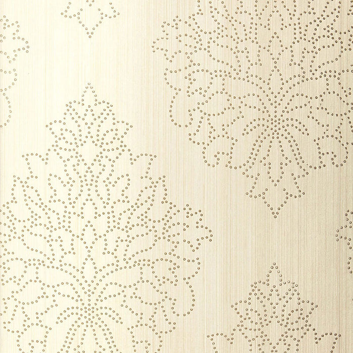 Schumacher Beaded Damask Alabaster Wallpaper Sample 5005660