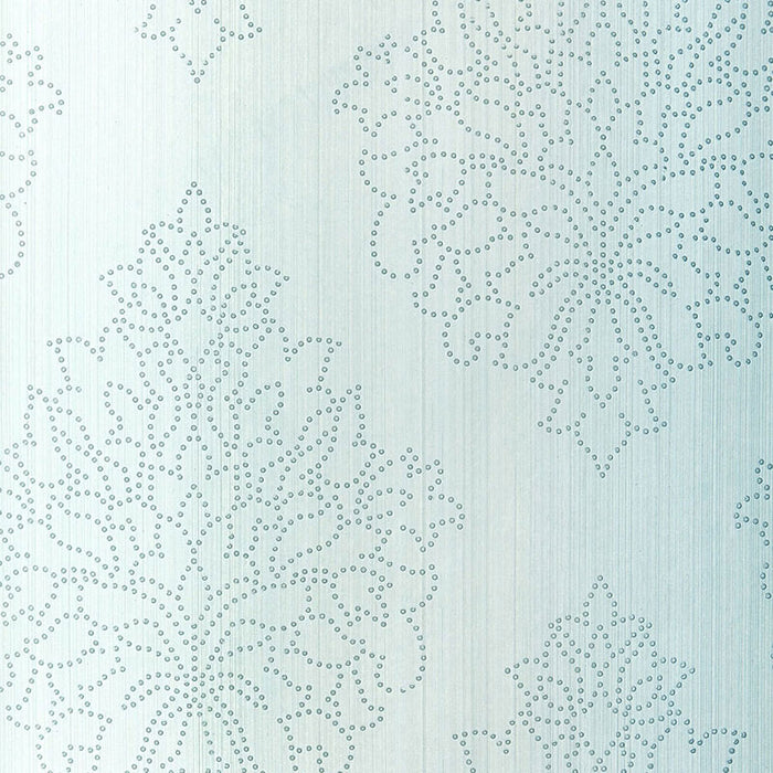 Schumacher Beaded Damask Sky Wallpaper Sample 5005661