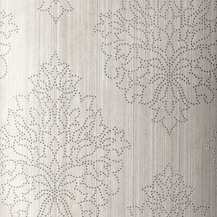 Schumacher Beaded Damask Zinc Wallpaper Sample 5005662