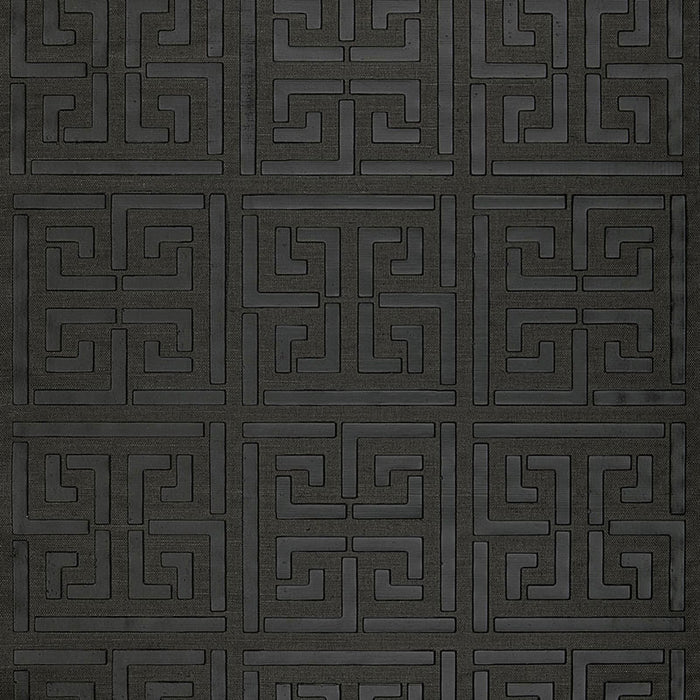 Schumacher Greek Key Sisal Jet Wallpaper Sample 5005692