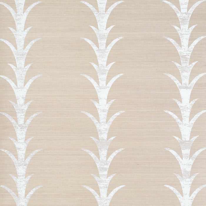 Schumacher Acanthus Stripe Sisal Fog & Chalk Wallpaper Sample 5006052