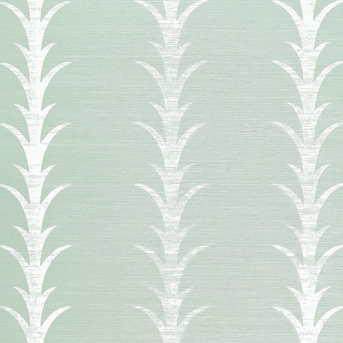 Schumacher Acanthus Stripe Sisal Seaglass & Chalk Wallpaper Sample 5006053