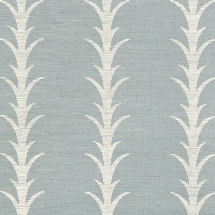 Schumacher Acanthus Stripe Sisal Chambray Wallpaper Sample 5006056