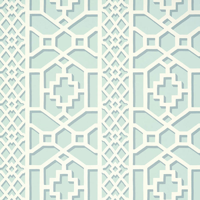Schumacher Zanzibar Trellis Winter Mint Wallpaper 5006942
