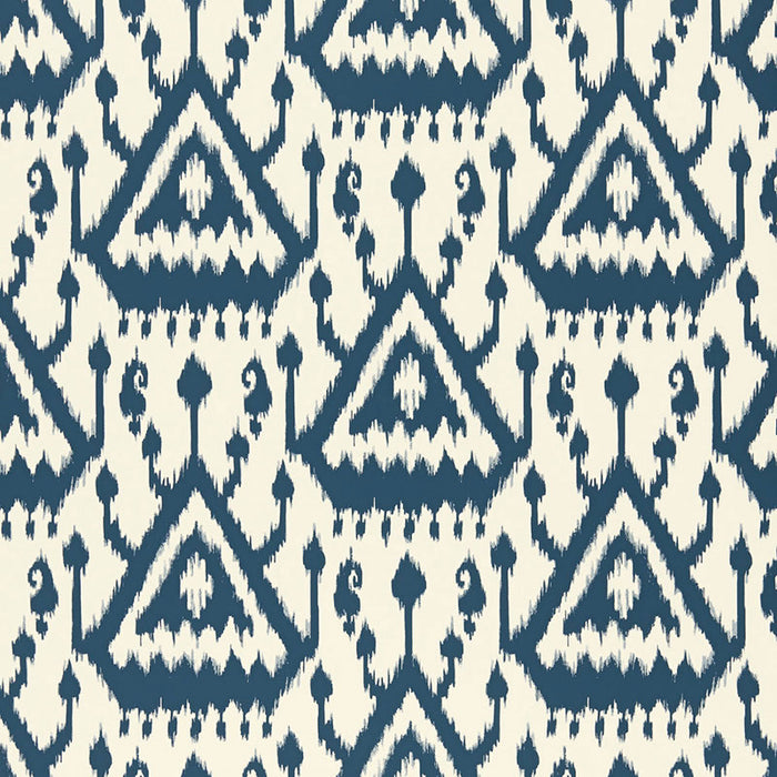 Schumacher Vientiane Ikat Indigo Wallpaper Sample 5006952