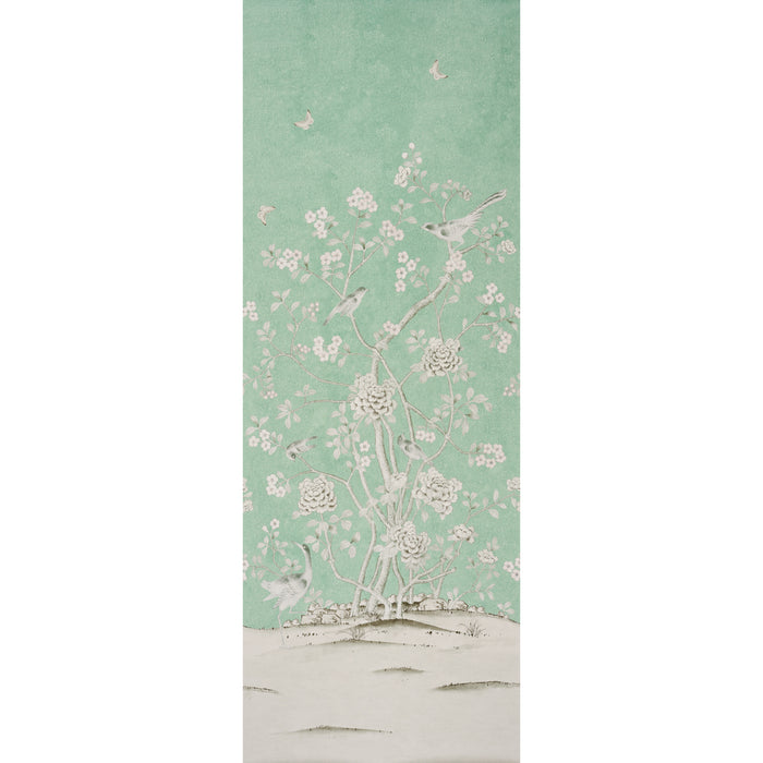 Schumacher Chinois Palais Panel Aquamarine Wallpaper 5007123