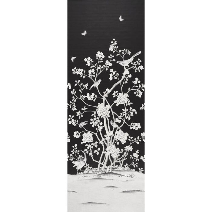 Schumacher Chinois Palais Panel Noir Wallpaper Sample 5007127