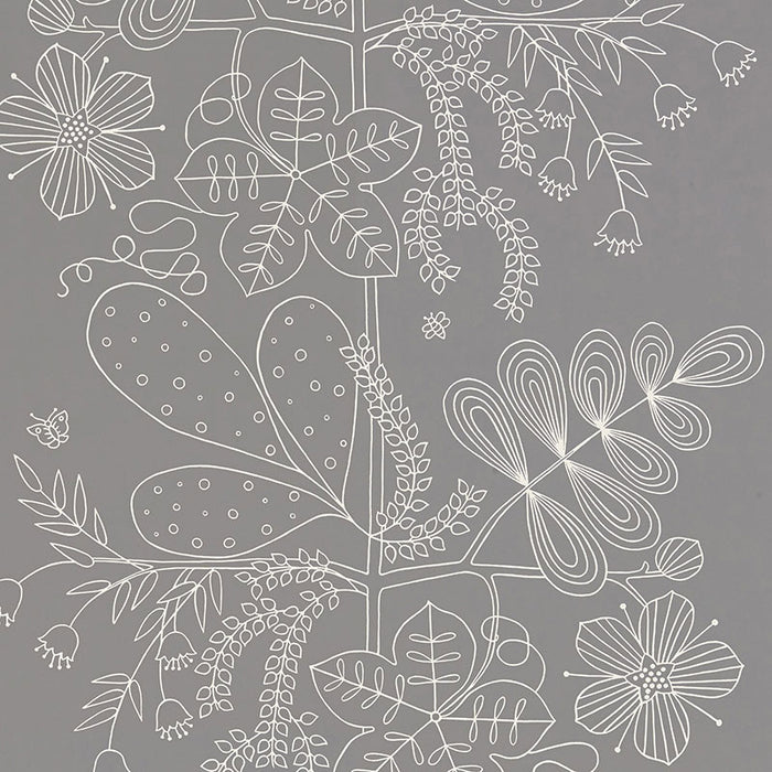 Schumacher Blommen Smoke Wallpaper Sample 5007491
