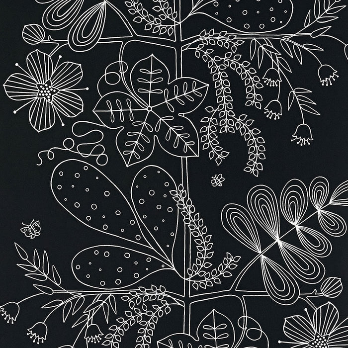 Schumacher Blommen Ebony Wallpaper Sample 5007494