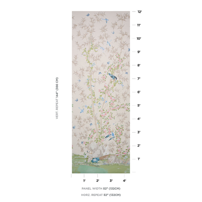 Schumacher Brighton Pavilion Panel Alabaster Wallpaper Sample 5007746