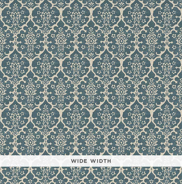 Schumacher Burley Peacock Blue Wallpaper Sample 5008035