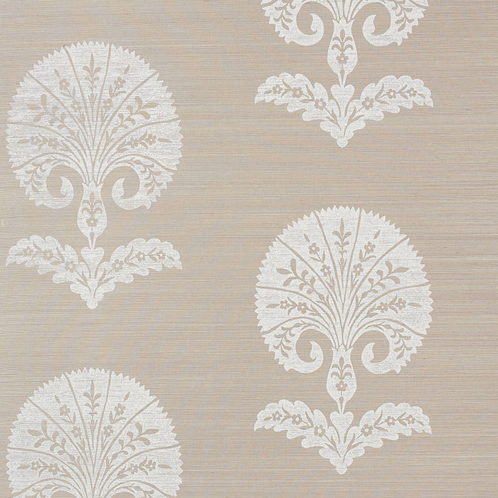 Schumacher Ottoman Flower Sisal Fog Wallpaper 5008210