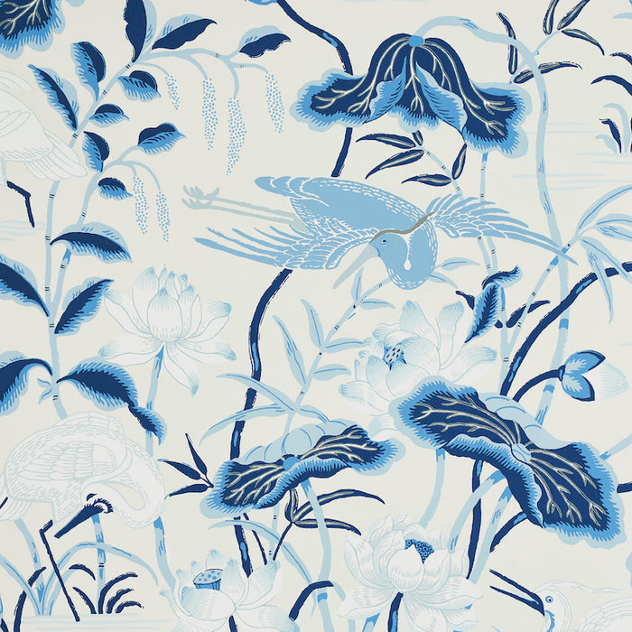 Schumacher Lotus Garden Porcelain Wallpaper Sample 5008435