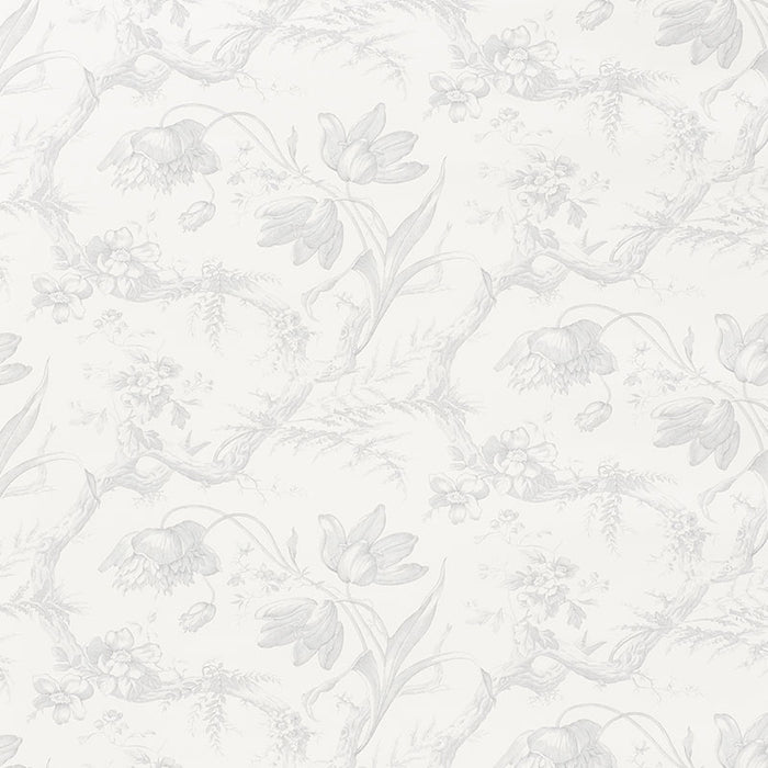 Schumacher Toile De Fleurs Grisaille Wallpaper Sample 5009120