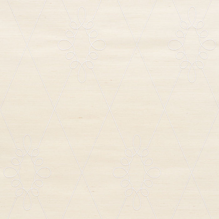 Schumacher Sylvie Embroidered Sisal Ivory Wallpaper 5009270