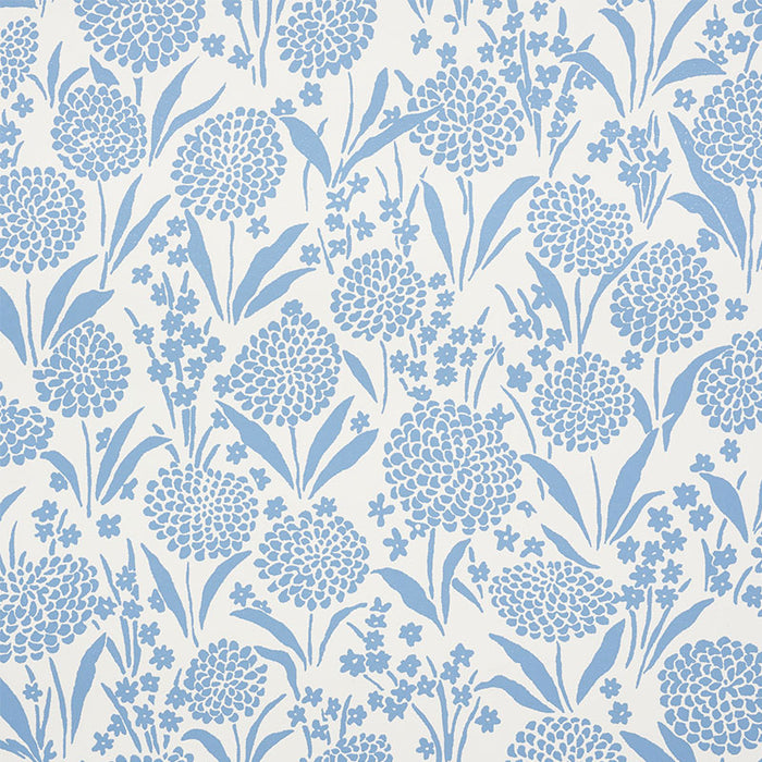 Schumacher Chrysanthemum Chambray Wallpaper Sample 5009550