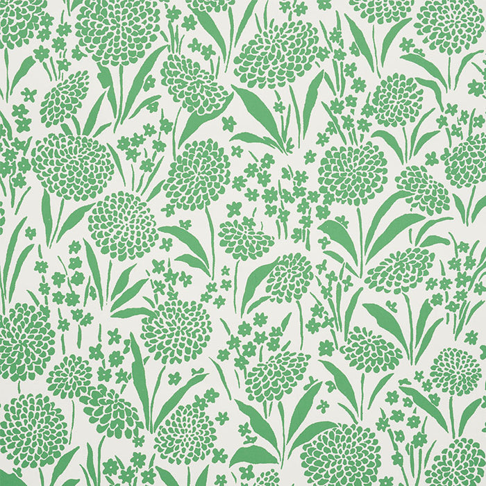 Schumacher Chrysanthemum Green Wallpaper Sample 5009551
