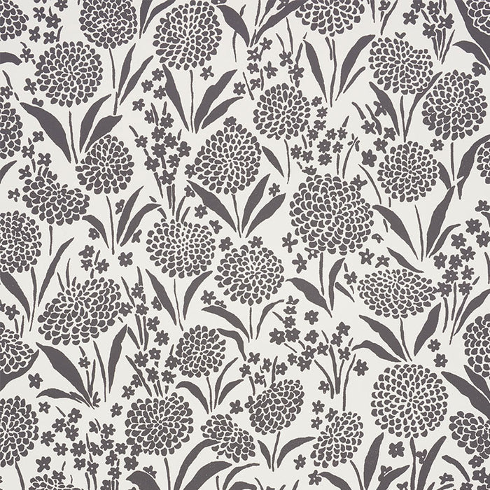 Schumacher Chrysanthemum Carbon Wallpaper Sample 5009553